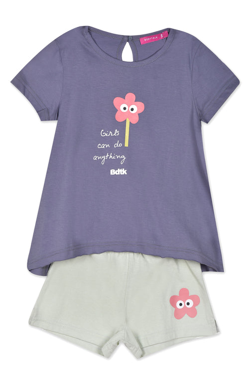 Baby t-shirt leggings and shorts set for girls