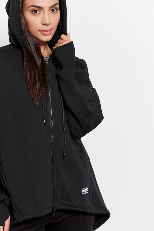 Women long hooded zip sweater `Lessismore`