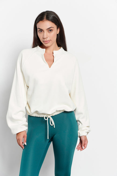 Women cropped long sleeve shirt `Lessismore`